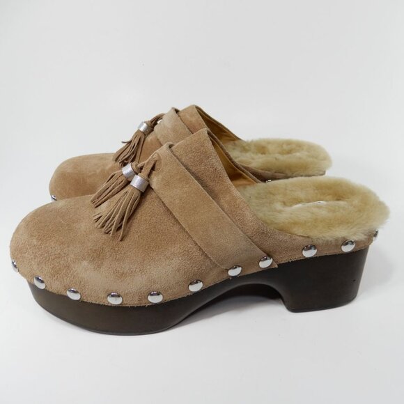 Rag & Bone Johannes Suede Shearling Tassel Clogs Size 40 10 Chunky NEW $475 - Picture 4 of 14